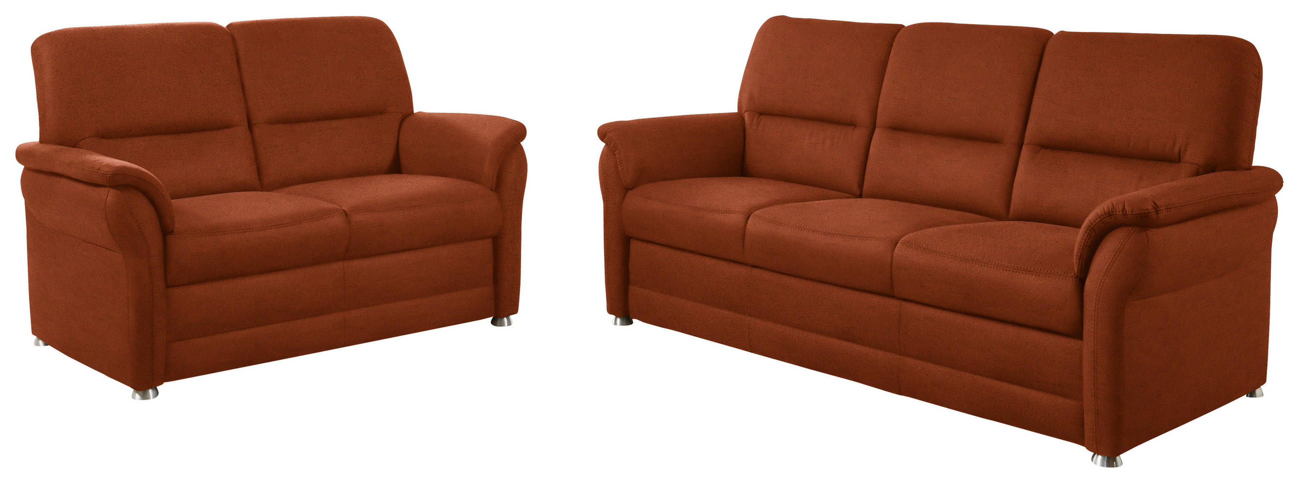 SITZGARNITUR in Mikrofaser Terracotta  - Terracotta/Alufarben, KONVENTIONELL, Textil/Metall (192/96/89cm) - Beldomo Comfort