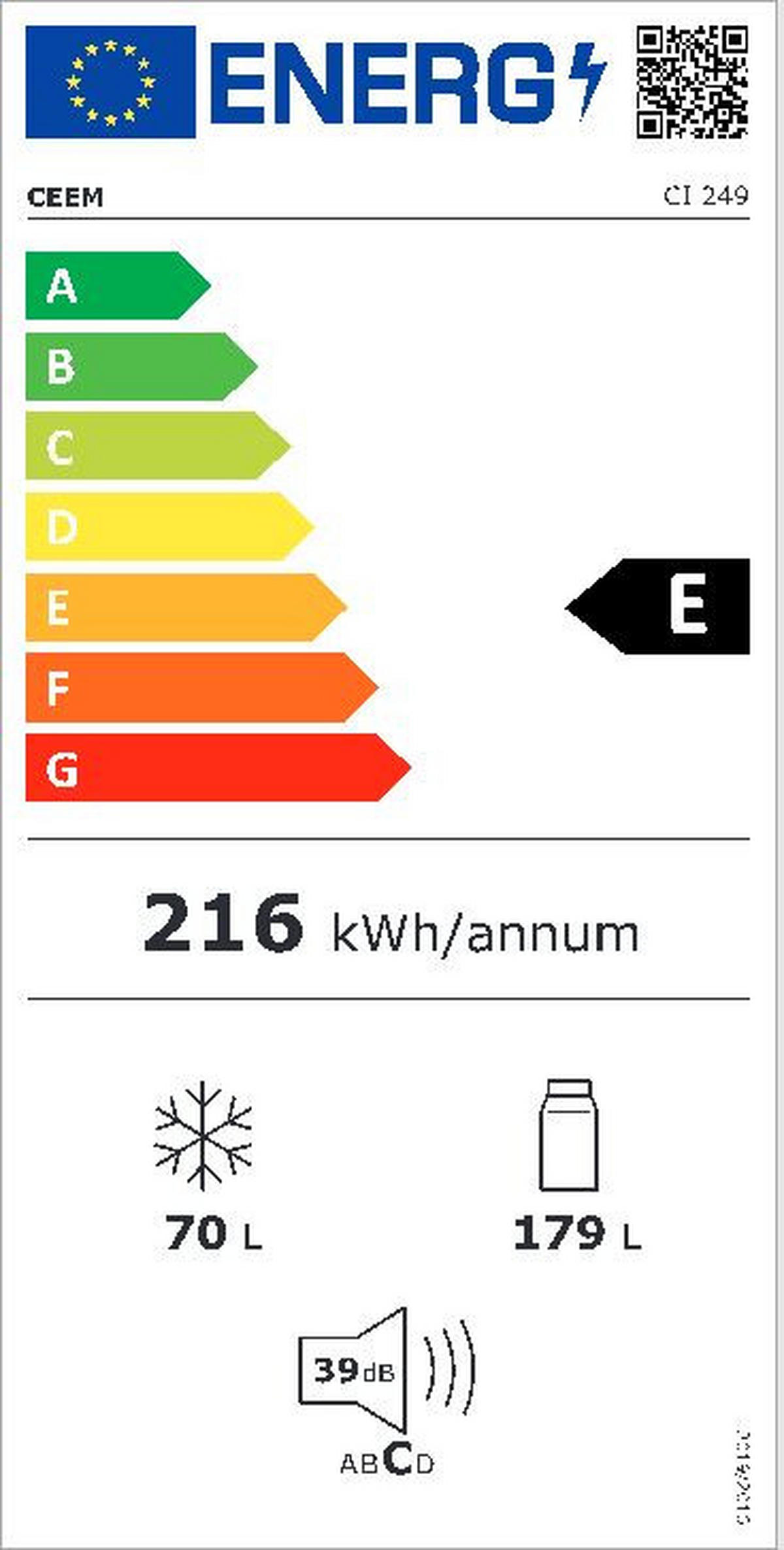 KÜHL-GEFRIER-KOMBINATION CEEM CI 249  - Weiß, Basics, Glas/Kunststoff (54/177/54cm) - CEEM