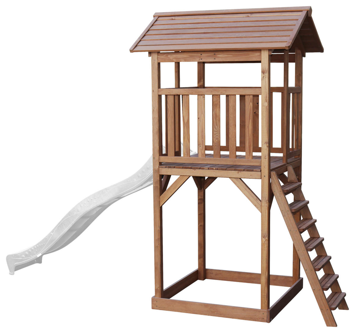 SPIELTURM 111,2/241,9/349 cm  - Braun/Weiß, KONVENTIONELL, Holz/Kunststoff (111,2/241,9/349cm) - Ambia Garden