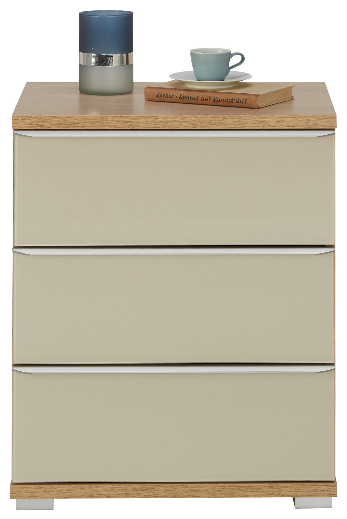NACHTKÄSTCHEN in Eichefarben, Sandfarben  - Sandfarben/Eichefarben, Design, Glas/Holzwerkstoff (51/40/62cm) - Moderano