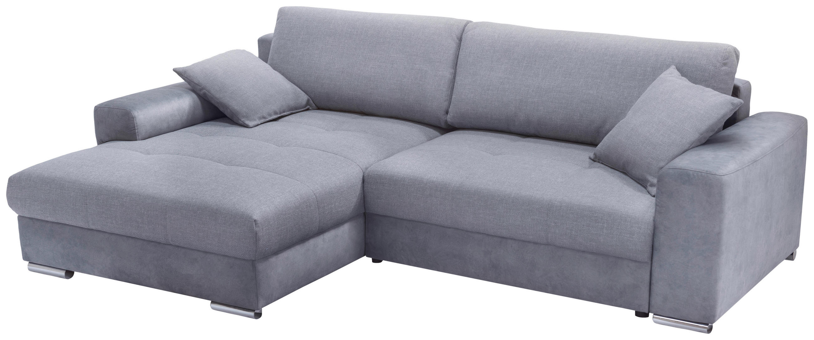 ECKSOFA in Struktur Blaugrau  - Chromfarben/Blaugrau, Design, Textil/Metall (177/269cm) - Livetastic