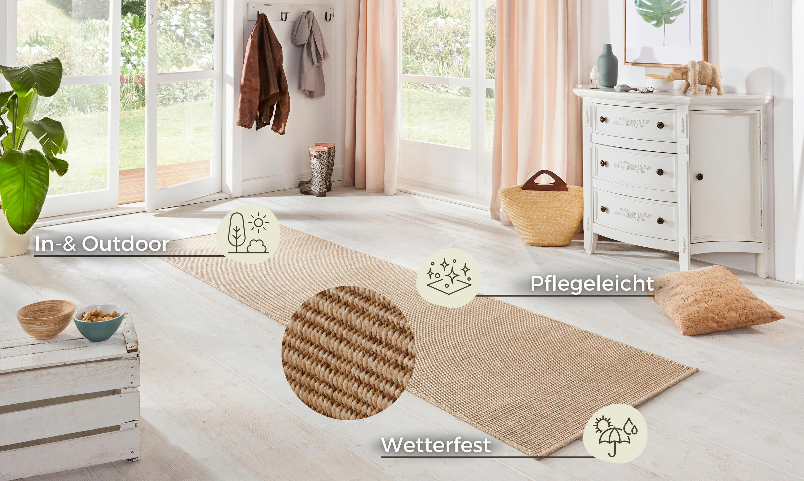 LÄUFER 80/450 cm Nature  - Beige, Design, Kunststoff (80/450cm)