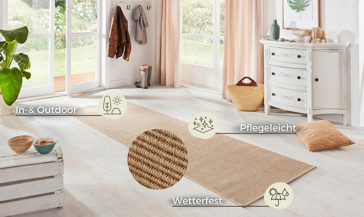 LÄUFER 80/450 cm Nature  - Beige, Design, Kunststoff (80/450cm)