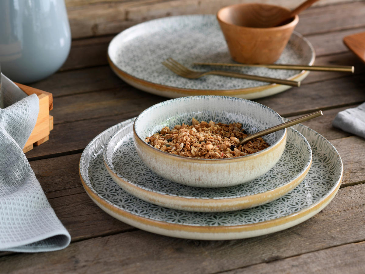 TAFELSERVICE Uno Emiliana 12-teilig  - Creme/Grau, Basics, Keramik - Creatable