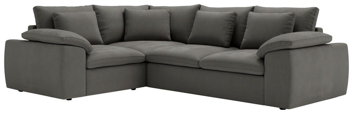 ECKSOFA Chenille Dunkelgrau  - Dunkelgrau/Schwarz, Design, Kunststoff/Textil (216/289cm) - Livetastic