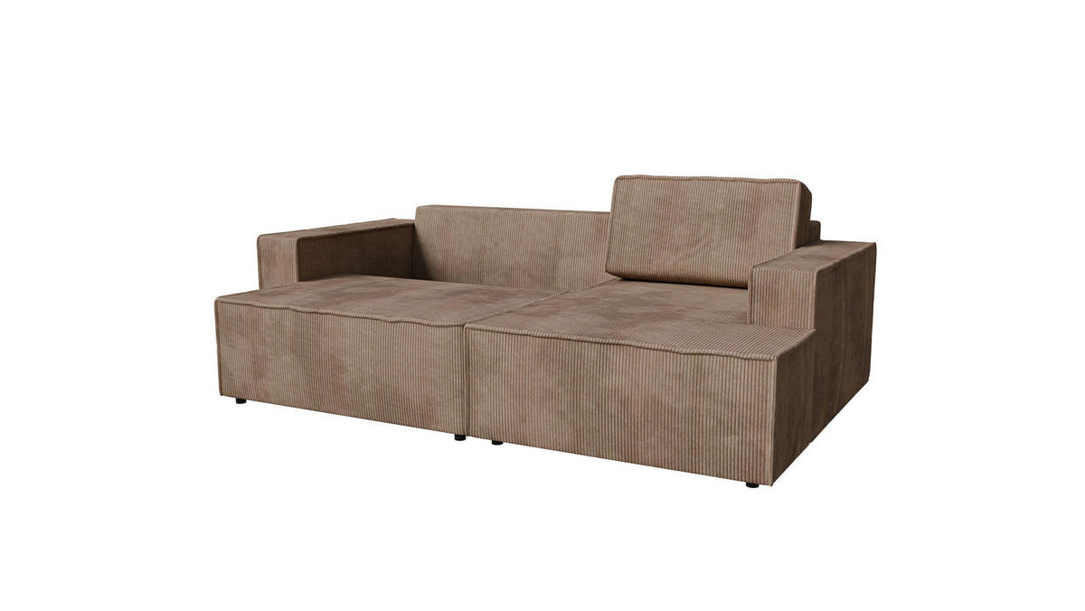 ECKSOFA inkl. Funktion Hellbraun Cord  - Hellbraun/Schwarz, MODERN, Kunststoff/Textil (245/149cm) - Stylife