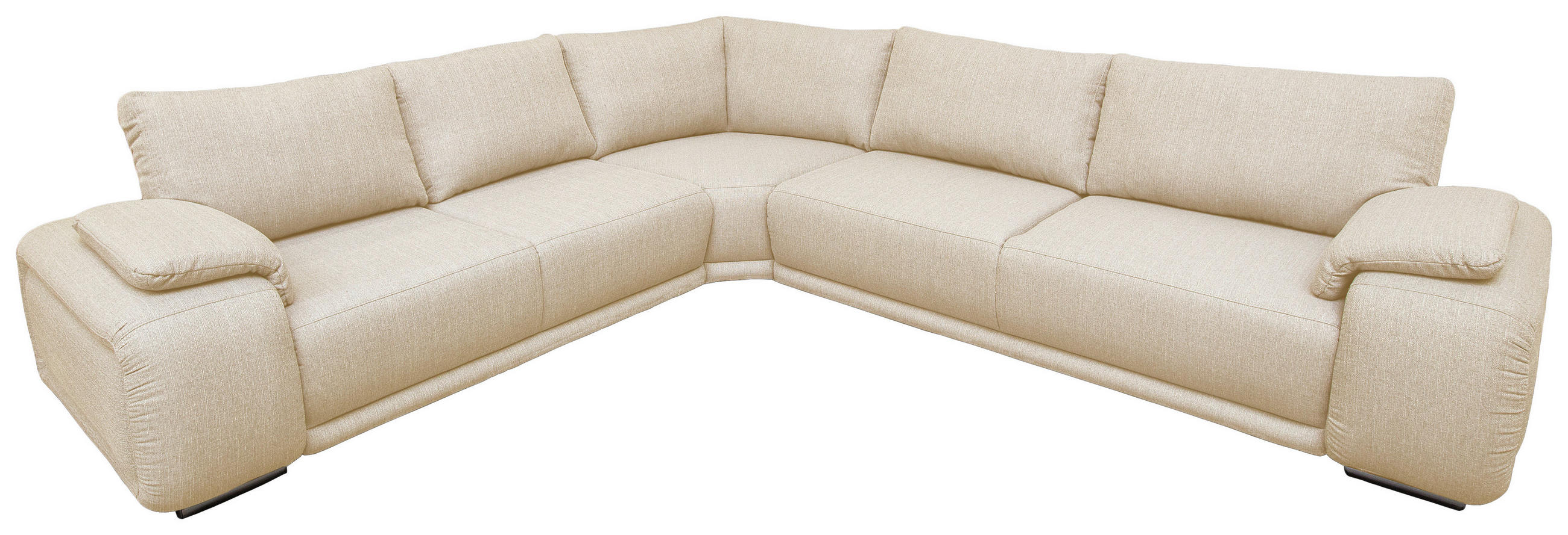 ECKSOFA Creme Struktur  - Chromfarben/Creme, KONVENTIONELL, Textil/Metall (310/280cm) - Carryhome