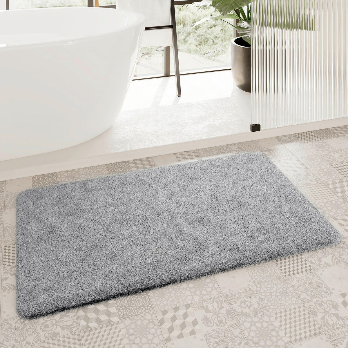 BADTEPPICH Grau 55/65 cm  - Grau, Basics, Kunststoff/Textil (55/65cm) - WECON HOME BASIC
