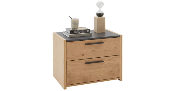NACHTSCHRANK 65,2/48,6/46 cm Balkeneiche furniert  - Eichefarben/Anthrazit, KONVENTIONELL, Holz/Holzwerkstoff (65,2/48,6/46cm) - Dieter Knoll