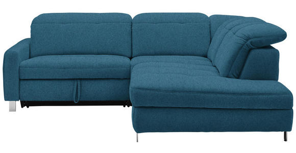 WOHNLANDSCHAFT in Textil Blau - Chromfarben/Blau, Design, Textil/Metall (251/221cm) - Dieter Knoll