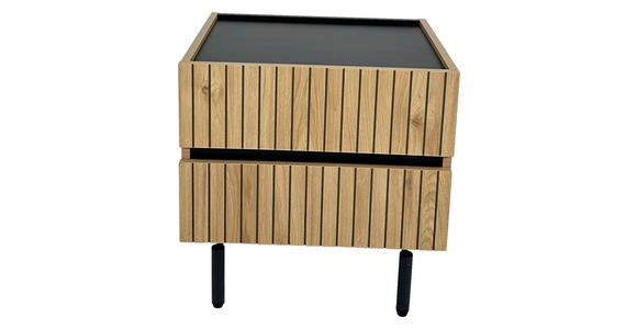 NACHTKÄSTCHEN in Schwarz, Eichefarben - Eichefarben/Schwarz, Design, Holzwerkstoff/Metall (50/50/40cm) - Xora