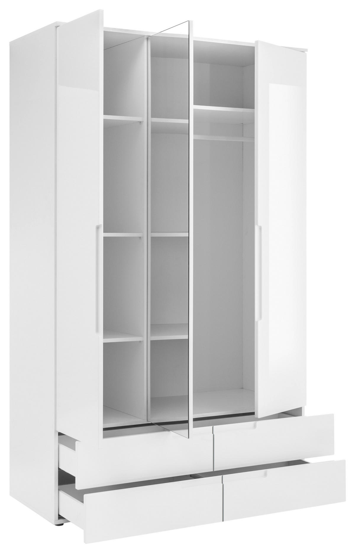 BIELA SKRIŇA SO ZRKADLOM, biela, 126,8/208/57 cm - biela, Modern, kompozitné drevo/sklo (126,8/208/57cm) - MID.YOU