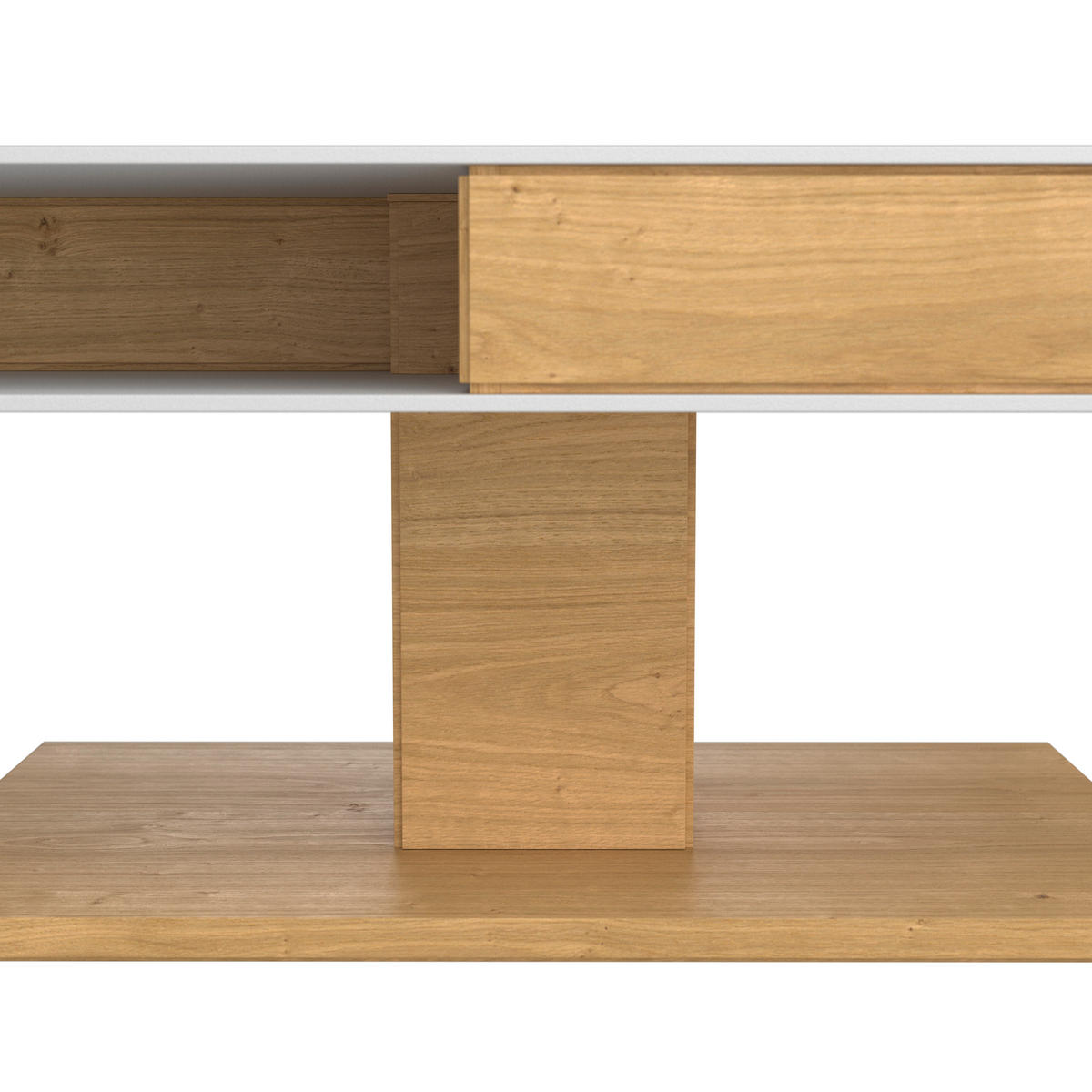 COUCHTISCH in Holz, Glas, Holzwerkstoff 120/75/43 cm  - Weiss/Eichefarben, Design, Glas/Holz (120/75/43cm) - Voglauer