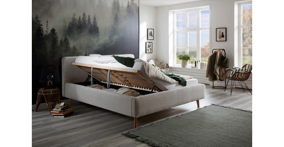 POLSTERBETT gepolstertes Kopfteil, Bettkasten, Lattenroste 180/200 cm in Beige - Beige/Naturfarben, Design, Holz/Textil (180/200cm) - Xora