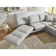 ECKSOFA  in Flachgewebe Silberfarben Armteilverstellung, Relaxfunktion, Drehsitzfunktion  255-365/175-224 cm  - Silberfarben/Schwarz, Design, Textil/Metall (255-365/175-224cm) - Dieter Knoll