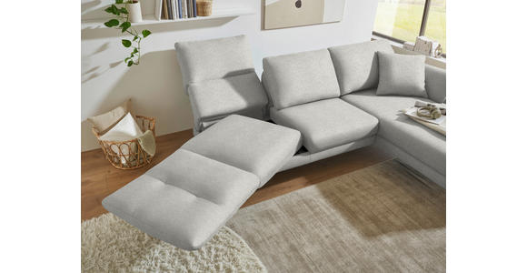ECKSOFA  in Flachgewebe Silberfarben Armteilverstellung, Relaxfunktion, Drehsitzfunktion  255-365/175-224 cm  - Silberfarben/Schwarz, Design, Textil/Metall (255-365/175-224cm) - Dieter Knoll