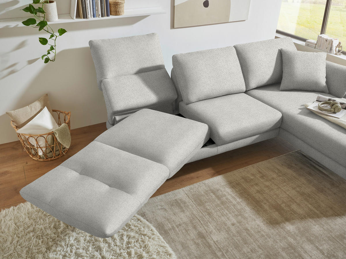 ECKSOFA  in Flachgewebe Silberfarben  255-365/175-224 cm  - Silberfarben/Schwarz, Design, Textil/Metall (255-365/175-224cm) - Dieter Knoll