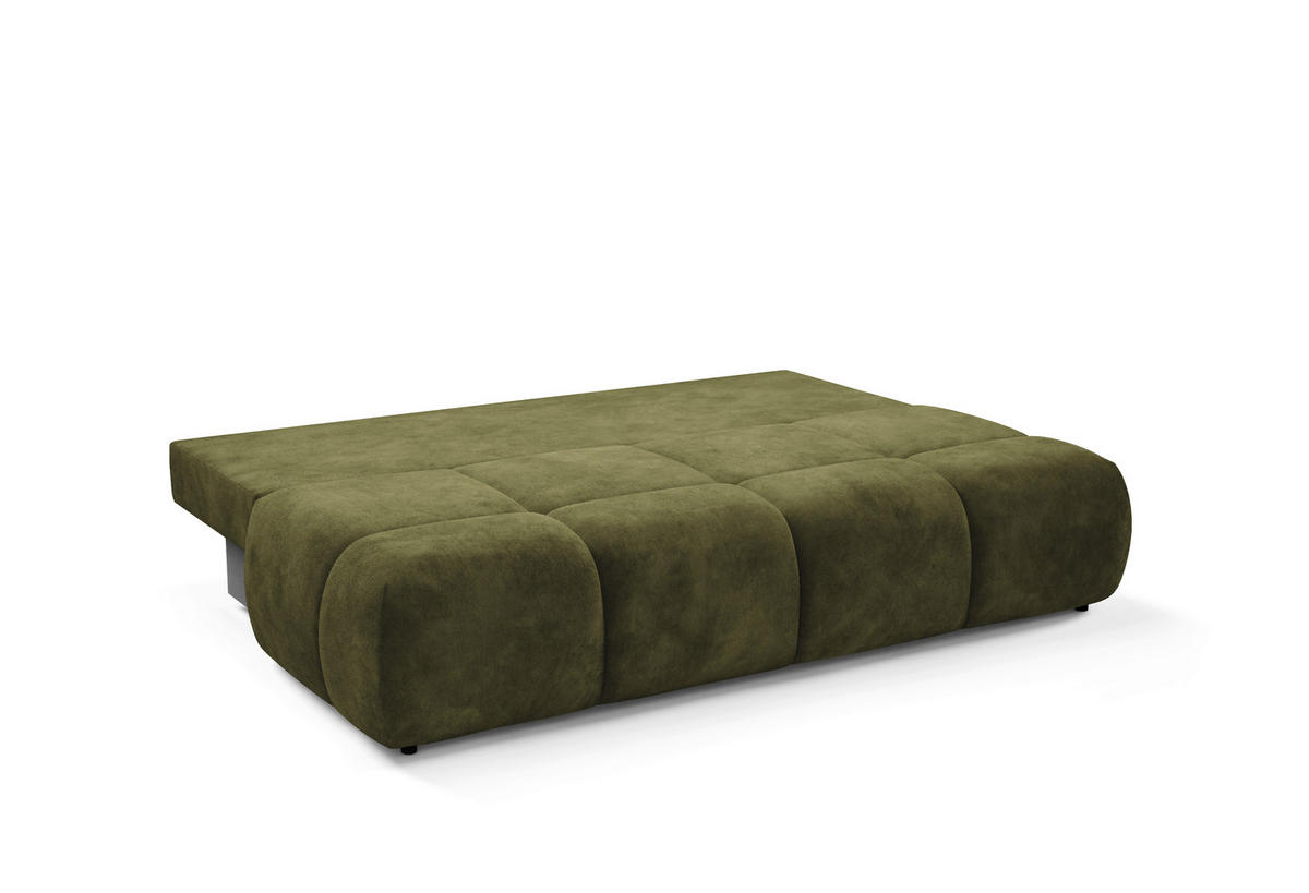SCHLAFSOFA MARON in Samt Olivgrün  - Schwarz/Olivgrün, Design, Kunststoff/Textil (219/94/110cm) - Livetastic