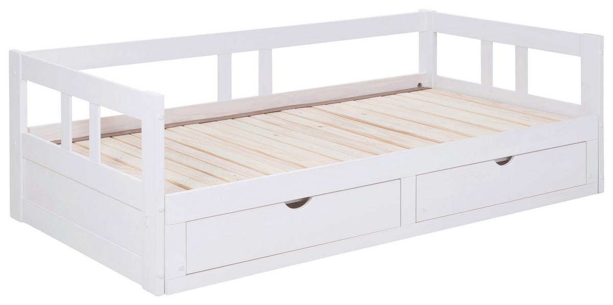 AUSZIEHBETT 90/200 cm Weiss  - Weiss/Naturfarben, Romantik / Landhaus, Holz/Holzwerkstoff (90/200cm) - MID.YOU