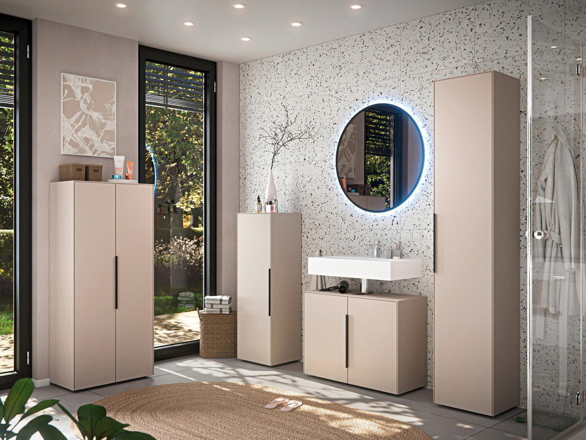 WASCHBECKENUNTERSCHRANK 80/60/33 cm  - Kaschmir/Schwarz, Design, Holzwerkstoff/Kunststoff (80/60/33cm) - home24