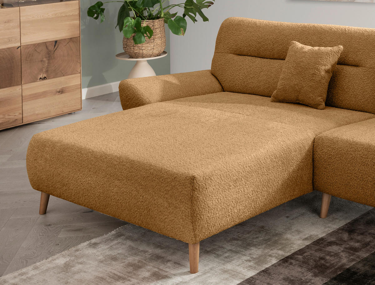 ECKSOFA in Bouclé Goldfarben  - Wildeiche/Goldfarben, Konventionell, Holz/Textil (166cm) - MID.YOU