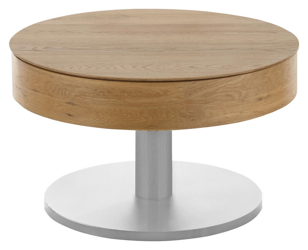 KLUBSKA MIZA, barve hrasta, barve nerjavečega jekla  - barve nerjavečega jekla/barve hrasta, Konvencionalno, kovina/leseni material (60/60/47cm) - Valnatura