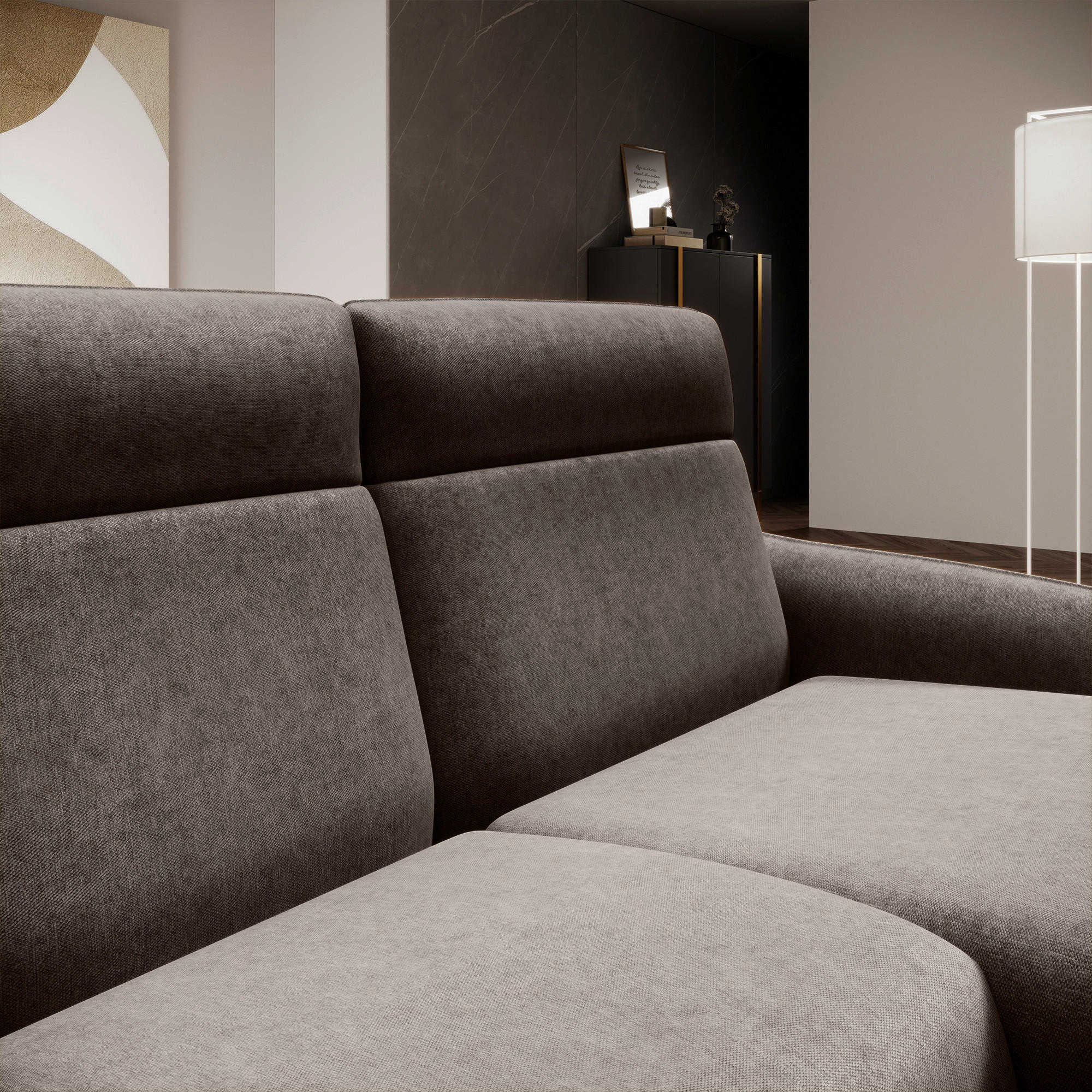 3-SITS SOFFA i flatväv brun  - brun/svart, Design, metall/trämaterial (286/160/150cm) - Stylife