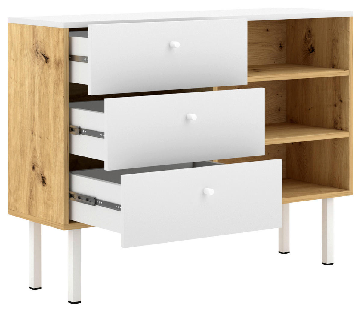 SIDEBOARD  in 100/75/41,6 cm  - Weiß/Eiche Artisan, Design, Holzwerkstoff/Kunststoff (100/75/41,6cm) - MID.YOU