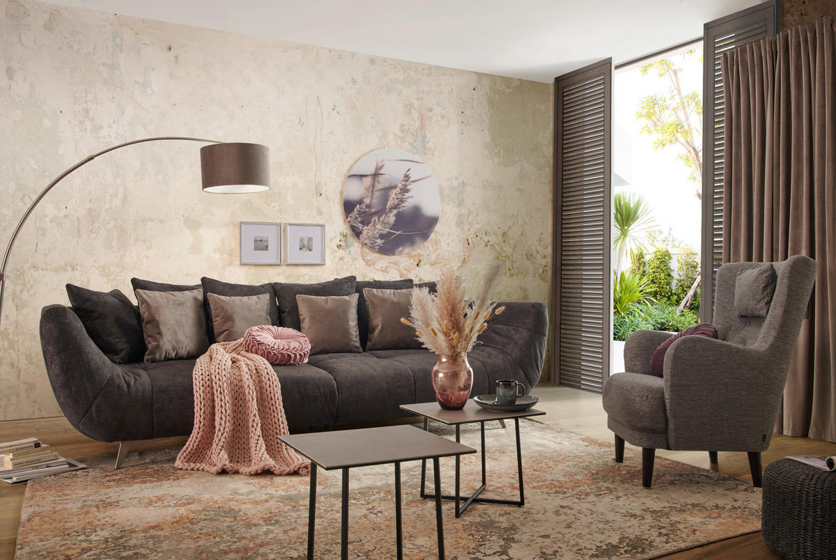 Hom'in Bigsofa Webstoff Schwarz - Stilvoller Komfort
