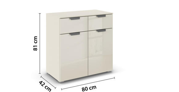 KOMMODE  in 80/81/42 cm  - Chromfarben/Champagner, Design, Glas/Holzwerkstoff (80/81/42cm) - Carryhome