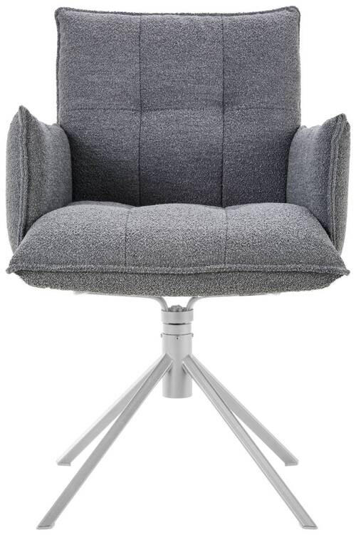 ARMLEHNSTUHL  in Flachgewebe  - Edelstahlfarben/Grau, Design, Textil/Metall (55/85/65cm) - Valnatura
