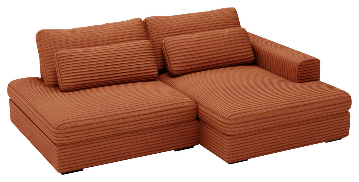 ECKSOFA Bronzefarben Cord  - Schwarz/Bronzefarben, Design, Kunststoff/Textil (223/158cm) - home24