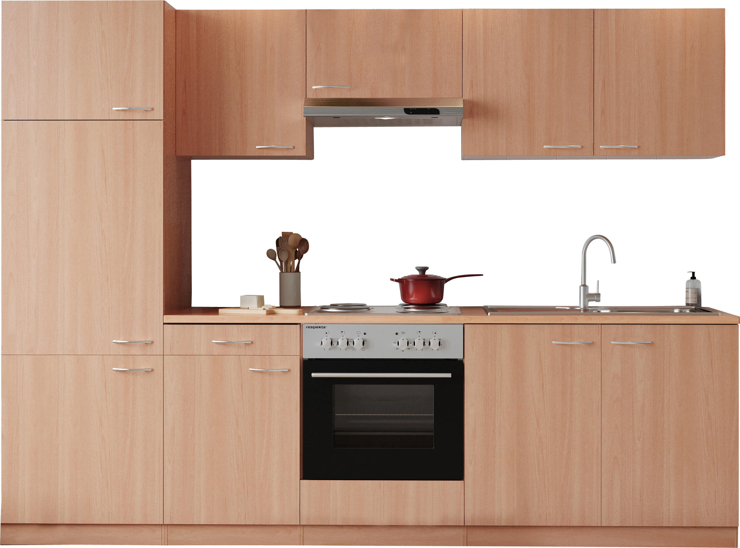 KÜCHENBLOCK 270 cm   in Buchefarben  - Buchefarben/Alufarben, Basics, Holzwerkstoff/Kunststoff (270cm) - Respekta