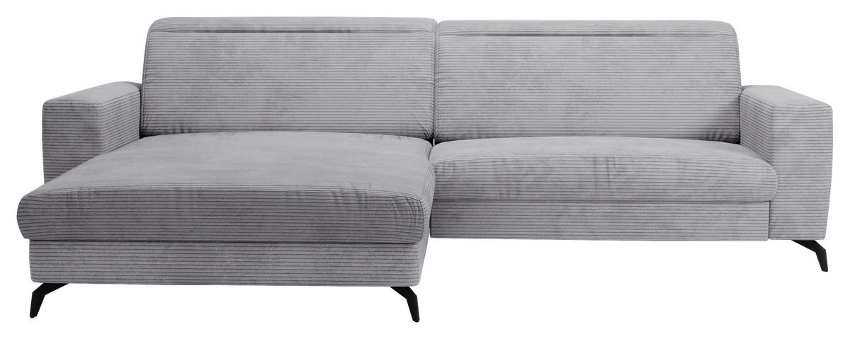 ECKSOFA in Cord Hellgrau  - Hellgrau/Schwarz, Konventionell, Textil/Metall (178/290cm) - Sit & More