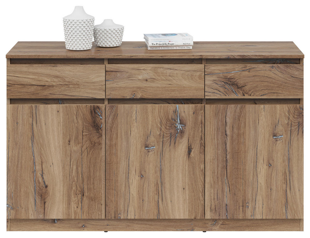 KOMMODE  in 135/81/42 cm  - Eichefarben, KONVENTIONELL, Holzwerkstoff (135/81/42cm)
