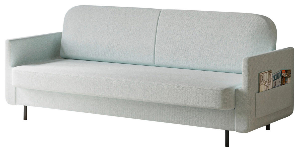 SCHLAFSOFA CLOUDY Hellblau  inkl. Schlaffunktion, Rücken echt, Stauraum  - Hellblau, Design, Textil/Metall (221/87/84cm) - MID.YOU