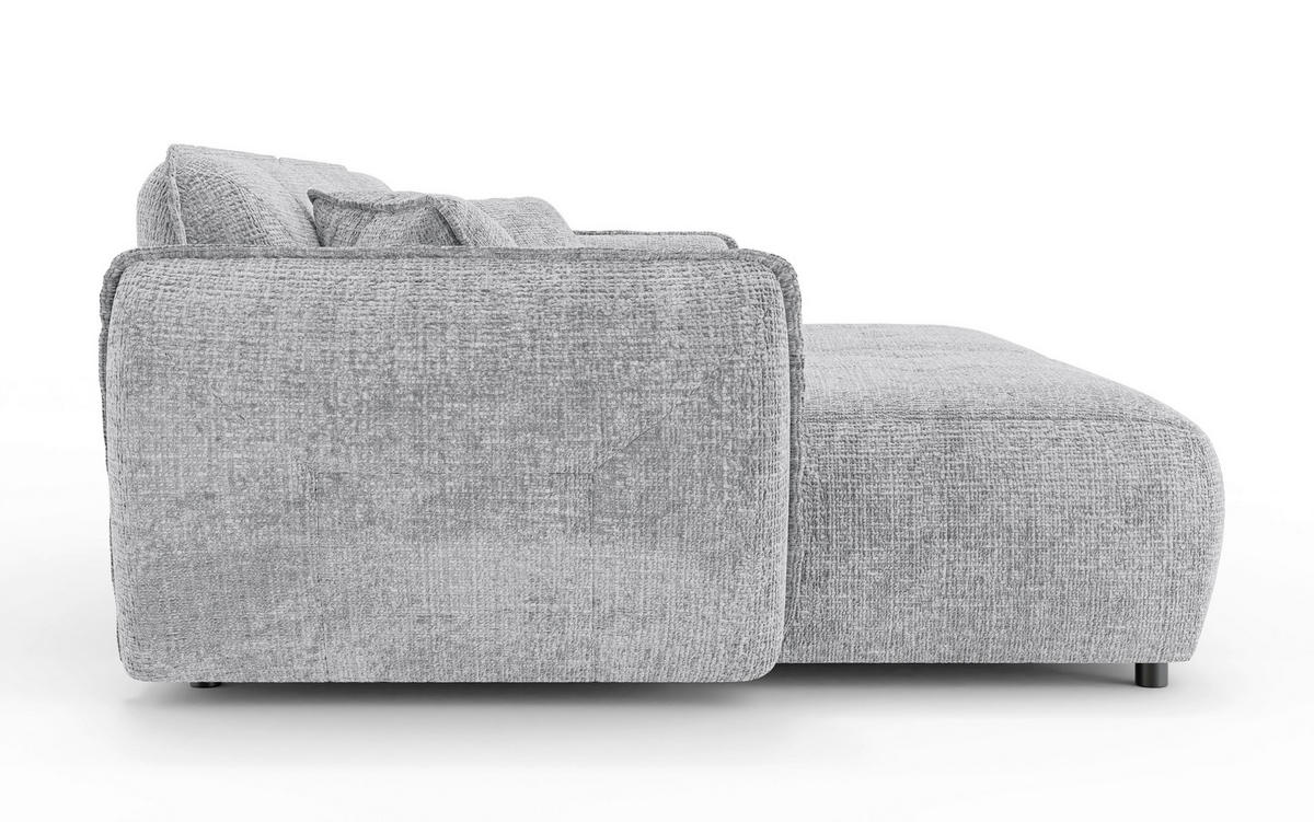 BIGSOFA NELIA Chenille Hellgrau  - Hellgrau/Schwarz, Design, Kunststoff/Textil (252/81/155cm) - P & B
