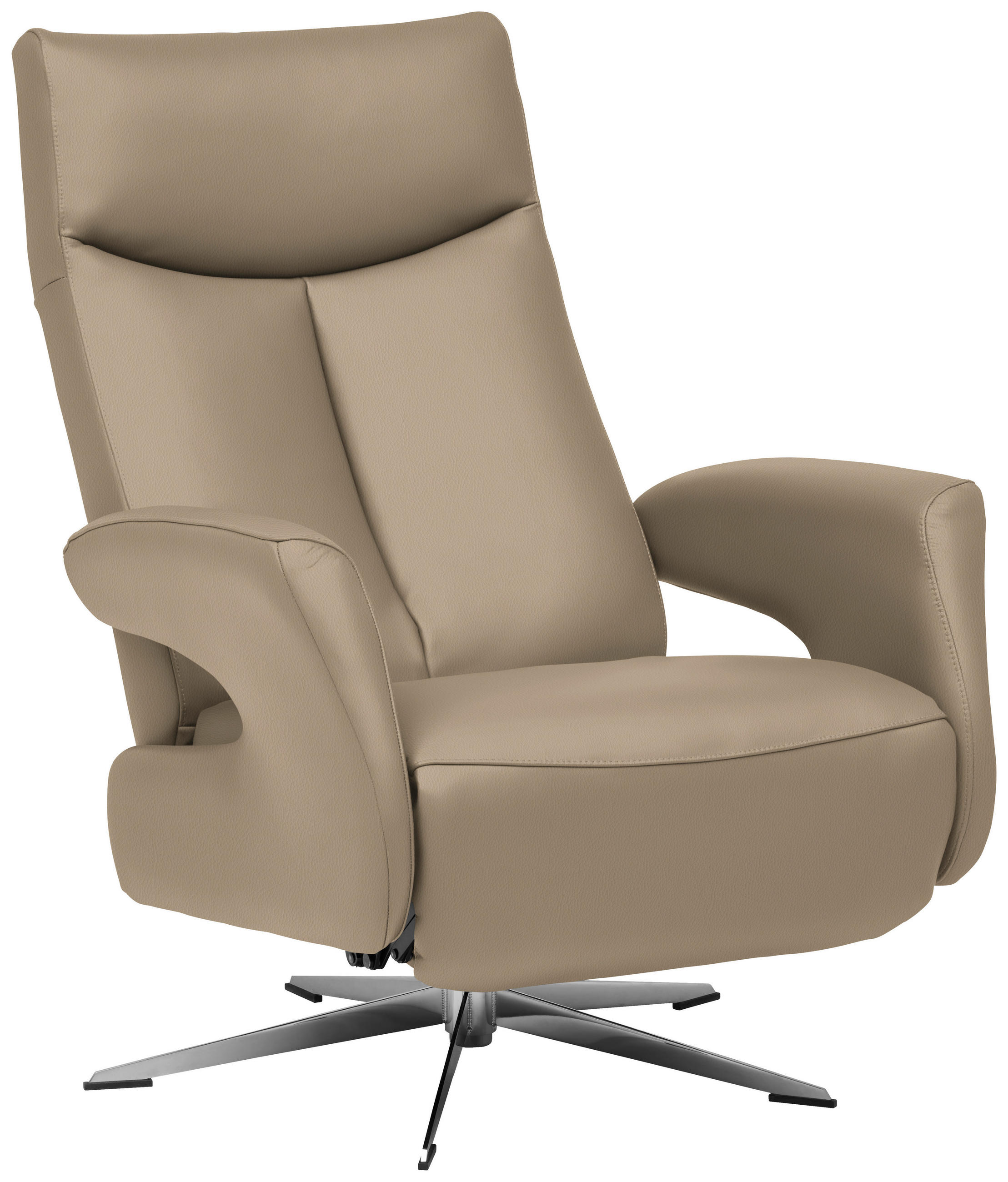 RELAXFÅTÖLJ i läder cappuccino  - kromfärg/cappuccino, Design, metall/läder (74/105/82cm) - Livetastic
