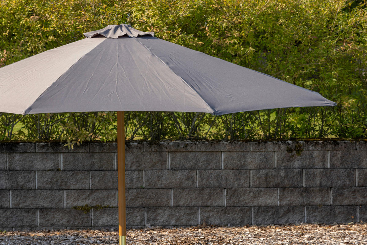 SONNENSCHIRM 300 cm  - Grau, KONVENTIONELL, Holz/Textil (300/244cm) - Gardenson