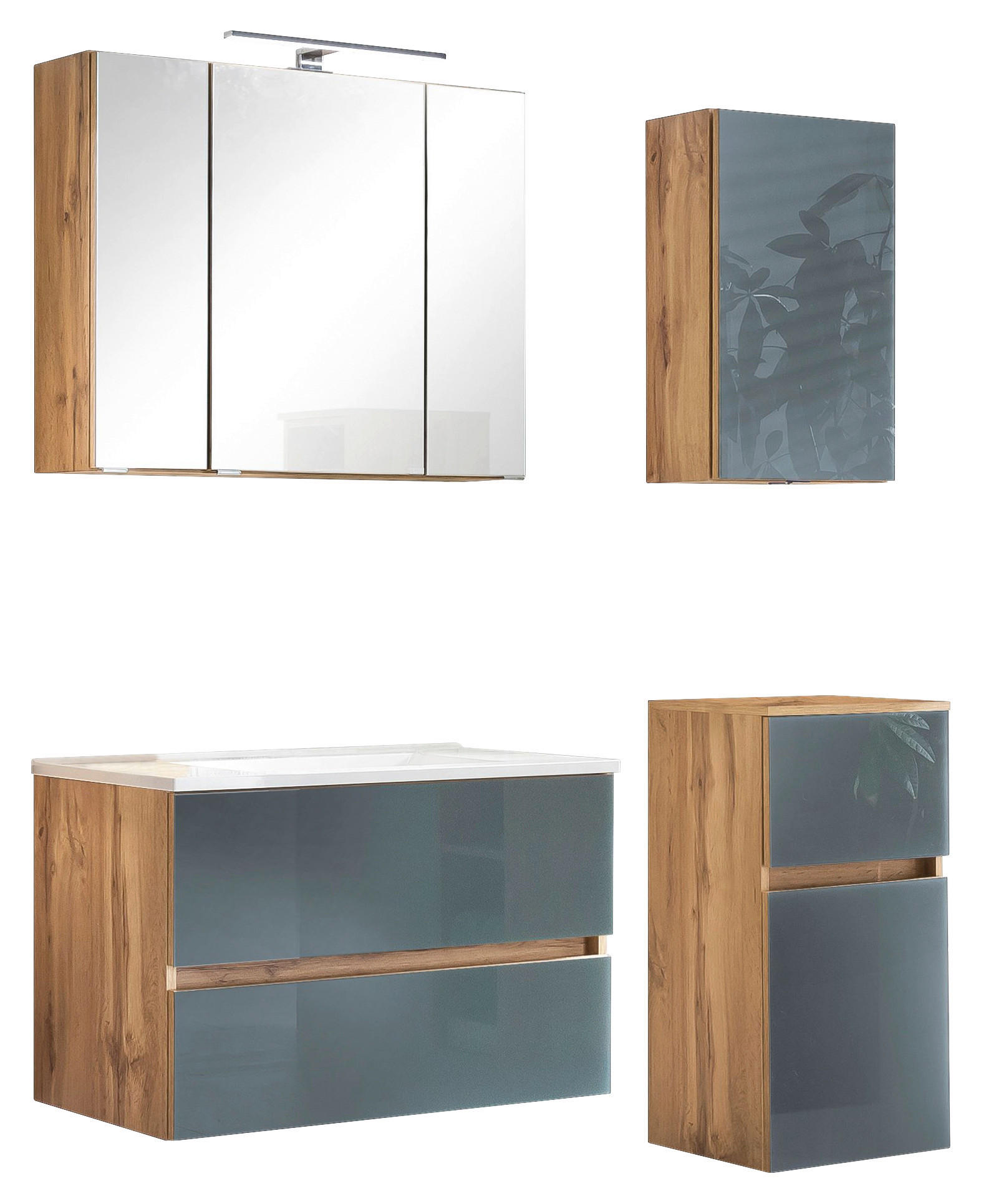 BADEZIMMER  in 120 cm  - Weiss/Eichefarben, Konventionell, Glas/Holzwerkstoff (120cm) - Held