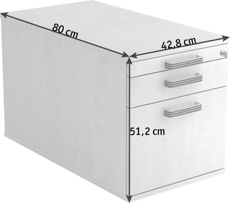 ROLLCONTAINER Grau  - Schwarz/Alufarben, KONVENTIONELL, Holzwerkstoff/Kunststoff (42,8/51,2/80cm) - Venda