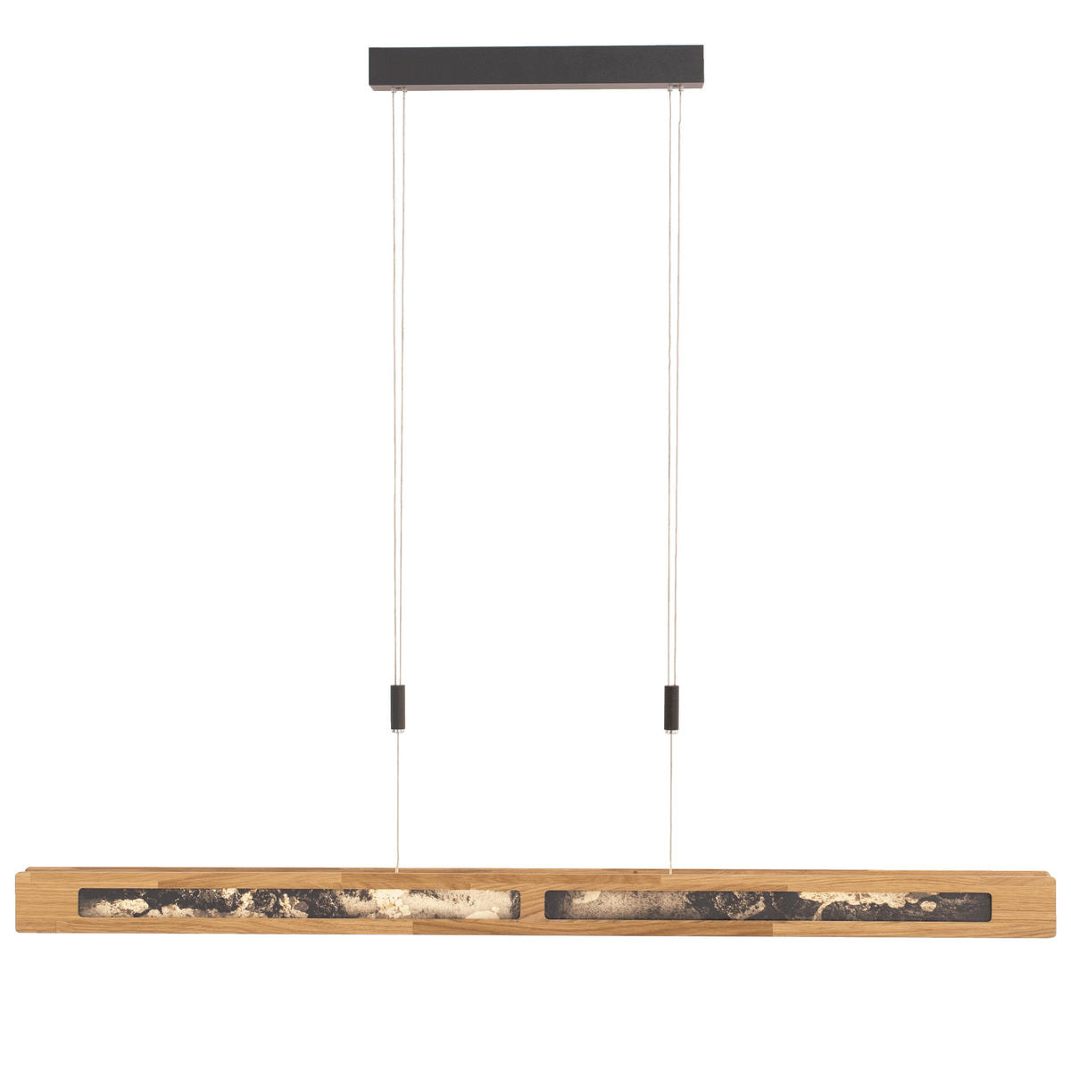 LED-HÄNGELEUCHTE 89/7/150 cm  - Eichefarben/Schwarz, Natur, Holz/Stein (89/7/150cm) - Waldwelt