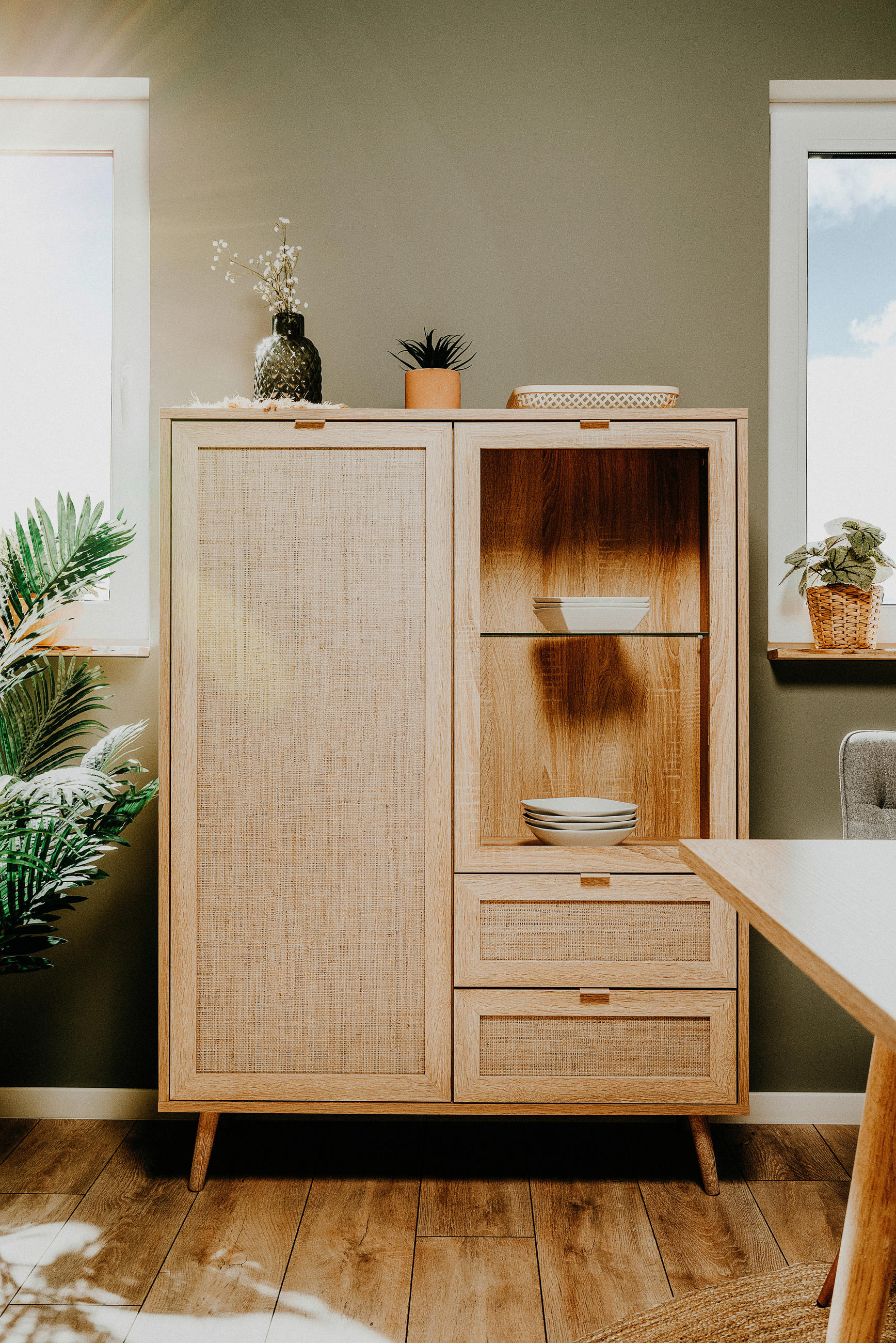 HIGHBOARD in 101,5/139/40 cm - Sonoma Eiche, Natur, Glas/Holz (101,5/139/40cm) - MID.YOU
