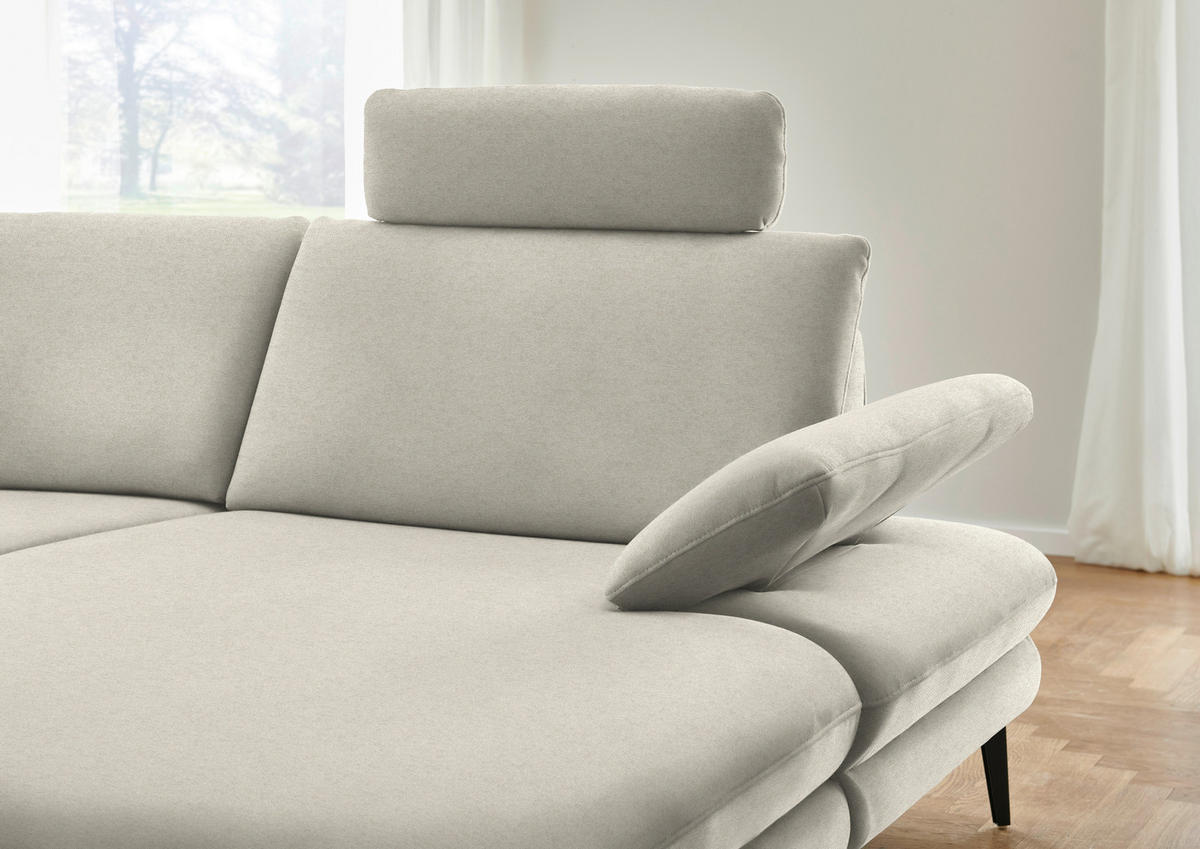 WOHNLANDSCHAFT  in Chenille, Flachgewebe Naturfarben  - Schwarz/Naturfarben, Design, Textil/Metall (208/344/180cm) - Dieter Knoll