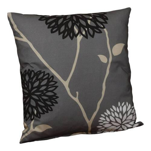 ZIERKISSEN in Grau, Schwarz, Beige Blume 40/40 cm  - Beige/Schwarz, Design, Textil (40/40cm)