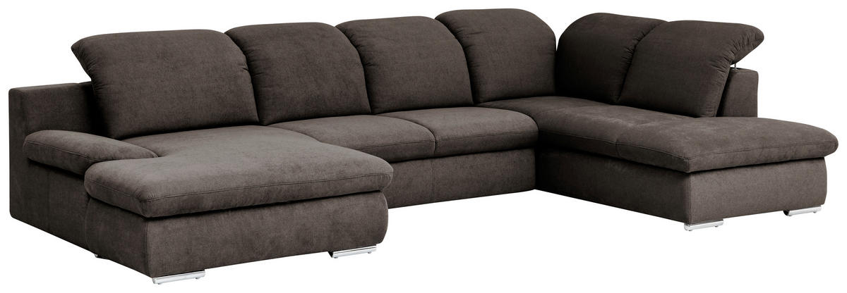WOHNLANDSCHAFT in Chenille Braun  - Chromfarben/Braun, Design, Textil/Metall (165/353/212cm) - Livetastic