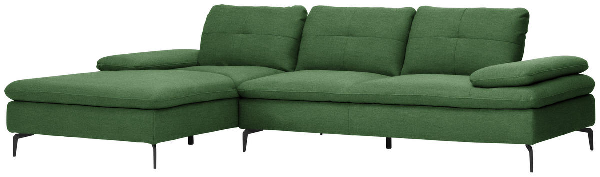 ECKSOFA in Webstoff Grün  179/301 cm  - Schwarz/Grün, Design, Textil/Metall (179/301cm) - Chilliano