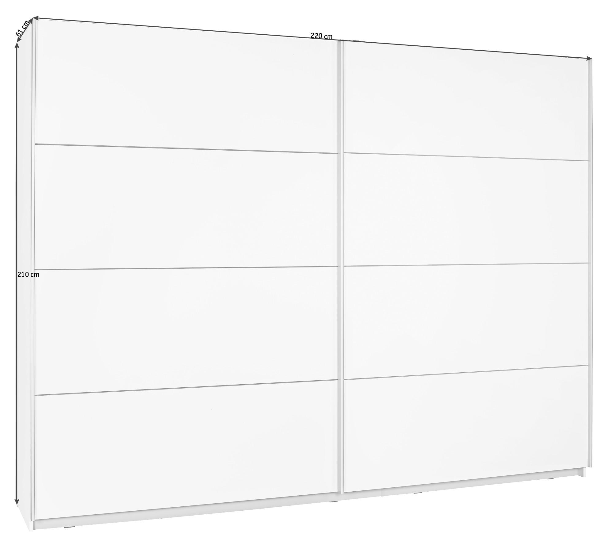 SCHWEBETÜRENSCHRANK 2-türig Weiß  - Silberfarben/Weiß, Design, Holzwerkstoff/Metall (220/210/61cm) - MID.YOU