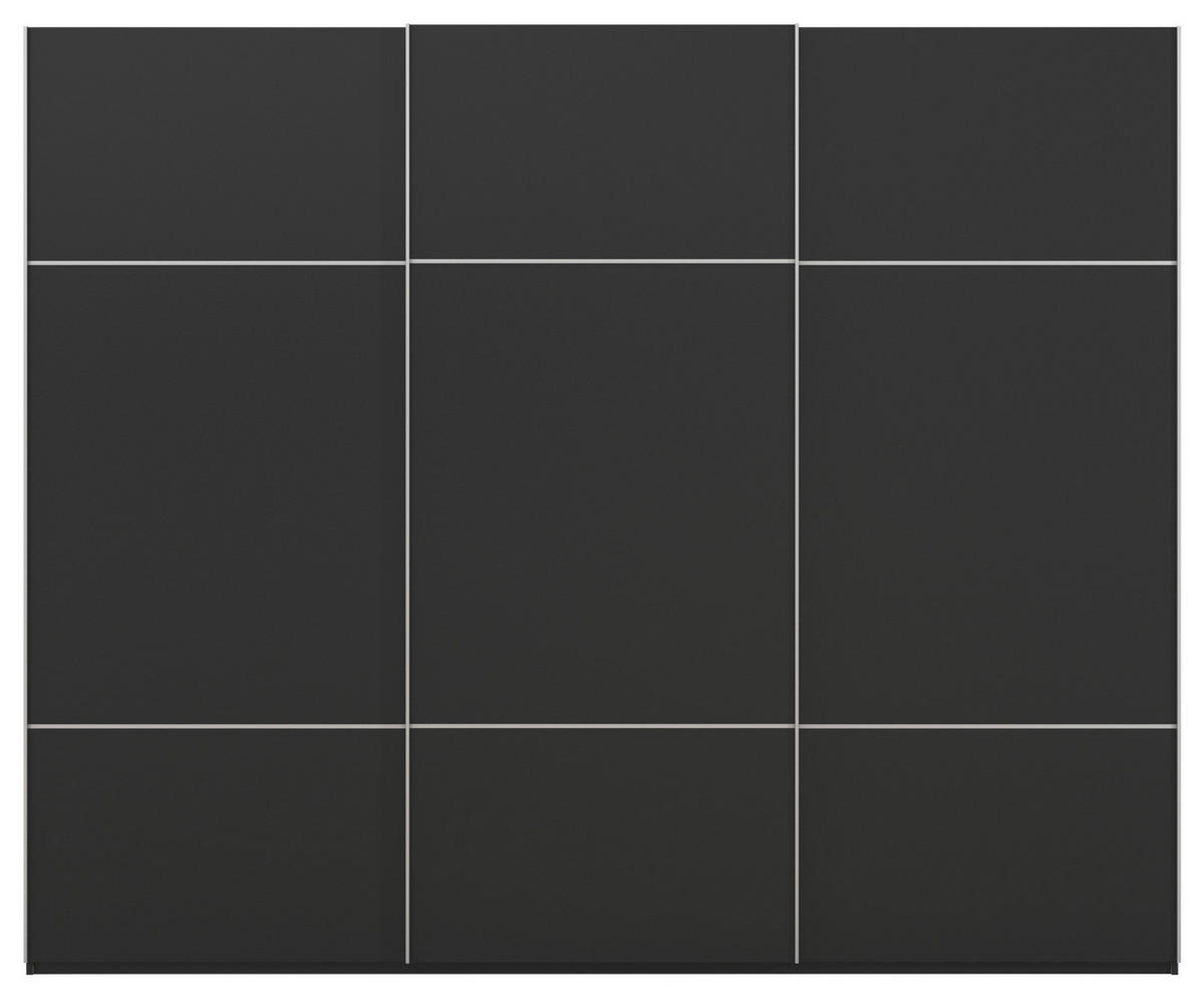 SCHWEBETÜRENSCHRANK 242/223/68 cm 3-türig Schwarz  - Alufarben/Schwarz, KONVENTIONELL, Holzwerkstoff/Metall (242/223/68cm) - Novel