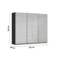 SCHWEBETÜRENSCHRANK  in Grau, Schwarz  - Alufarben/Schwarz, KONVENTIONELL, Glas/Holzwerkstoff (242/223/68cm) - Novel